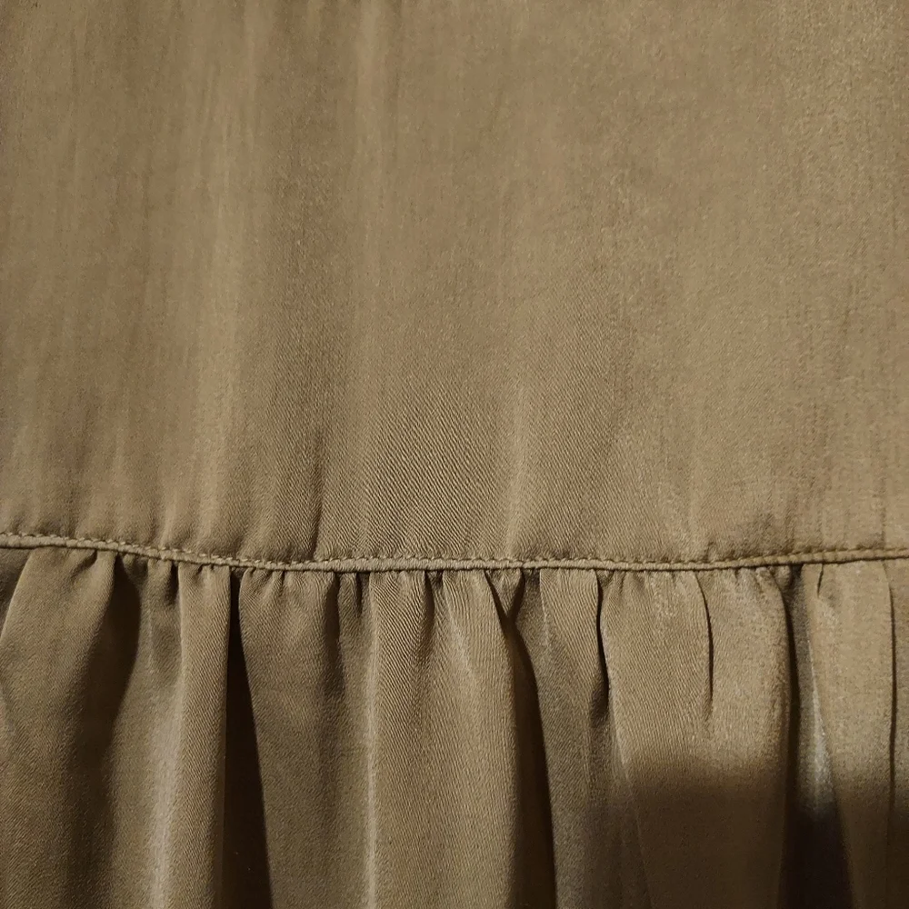 Olive Green Shiloh S Dress Long Sleeve Ruffle Hem Lagenlook Military Neutral